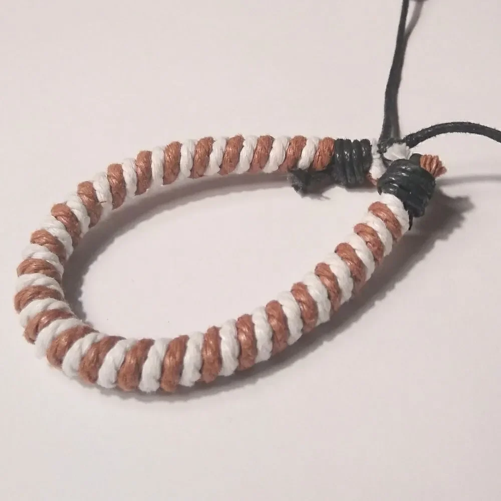 Men's‎ leather bracelet braided brown New 3